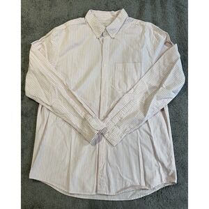 American Eagle Mens Large Tall Pink Stripe Shirt Classic Fit Button Down